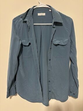 Equipment Slate Blue Classic 100% Silk Button-Up Shirt Size XS
